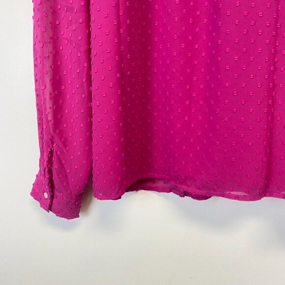 J. Crew Pink Textured Chiffon Ruffle Button Up Blouse - Picture 14 of 15